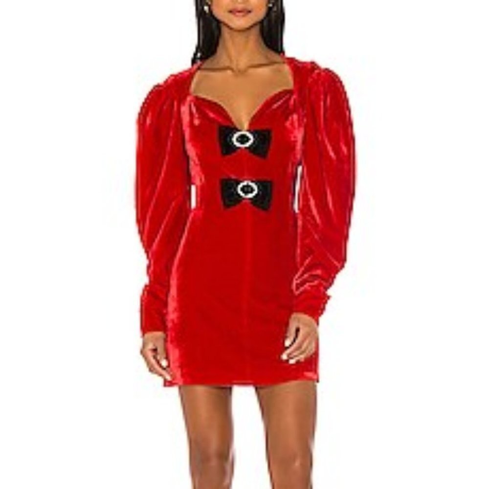 MARIANNA SENCHINA Embellished Viscose & Silk Mini Dress In Red I Siz…